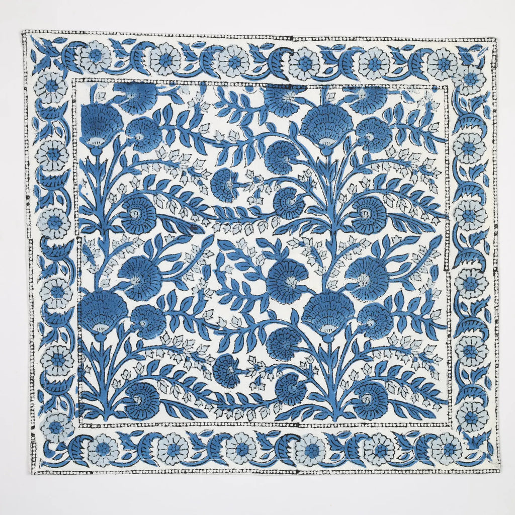 Set of Four Blue and White Block Printed Placemats