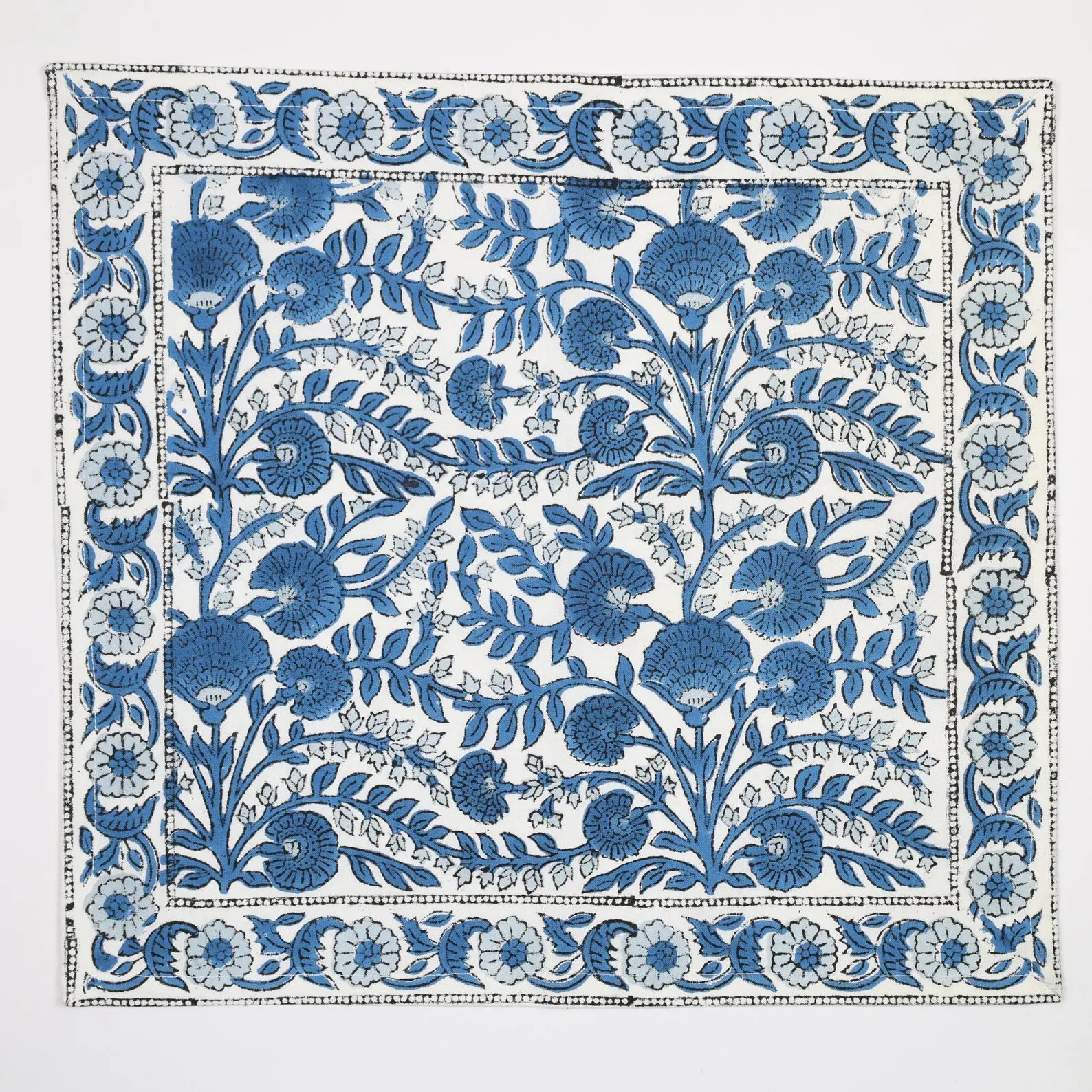 Set of Four Blue and White Block Printed Placemats
