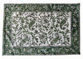 Set of Six Green and White Block Printed Placemats and Napkins