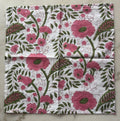 Set of Four Pink Floral Cotton Dinner Napkins